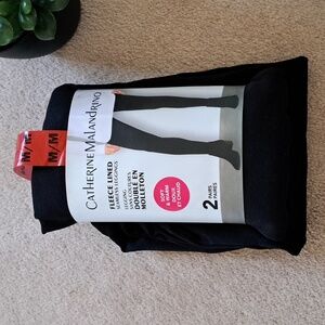 New! Catherine Malandrino Leggings 2 Pack Fleece Lined Size Medium Black